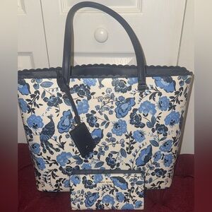 Kate spade floral peacock tote and wallet